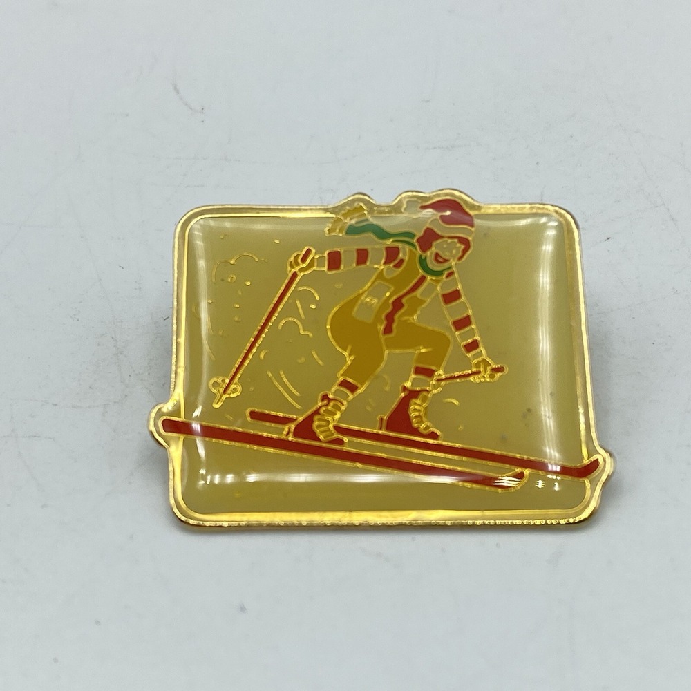 Ronald McDonald Downhill Skiing Lapel Pin Pinback Employee McDonald's Vintage